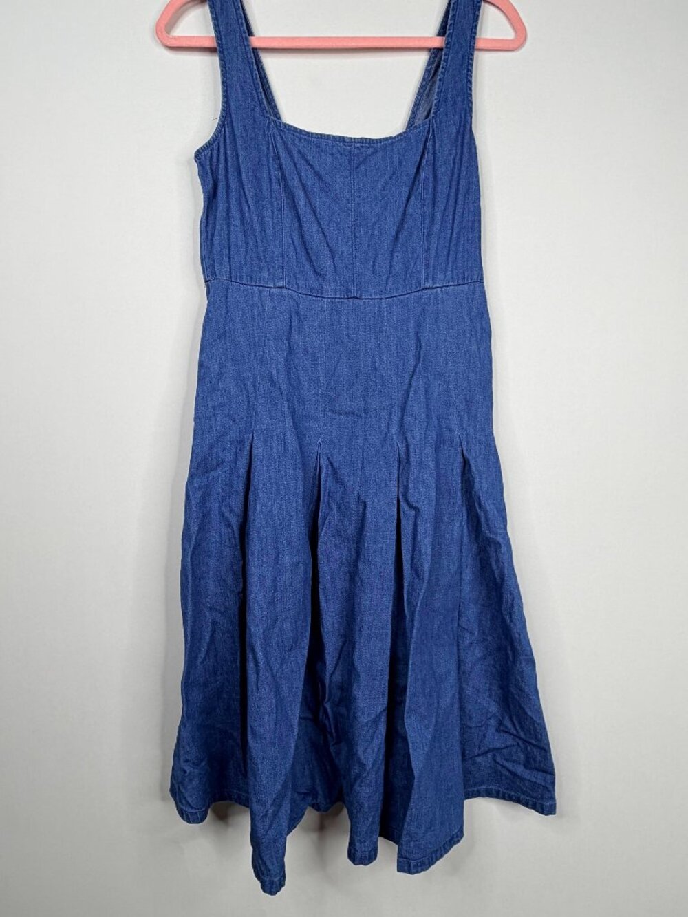 2/$30 J. Crew Pleated Chambray Dress Azalea Wash 6 #A3163 - Picture 6 of 12